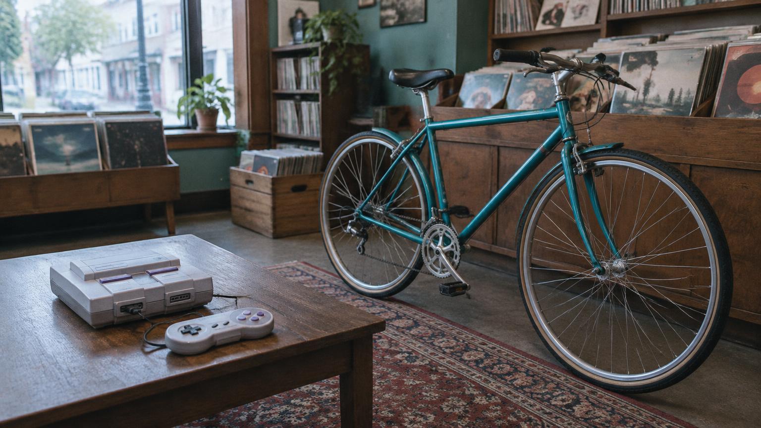 A vintage gaming console and a bicycle illustrating a possible exchange